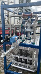 Cabine de redução de pressão GAR50004 com dupla linha para controle de fluxo e pressão de gás, pronto para operação e manutenção contínua