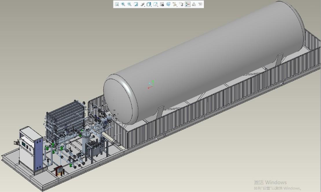 Posto de Abastecimento de GNL em Skid da Gaspro instalada em um pátio industrial, pronta para operação